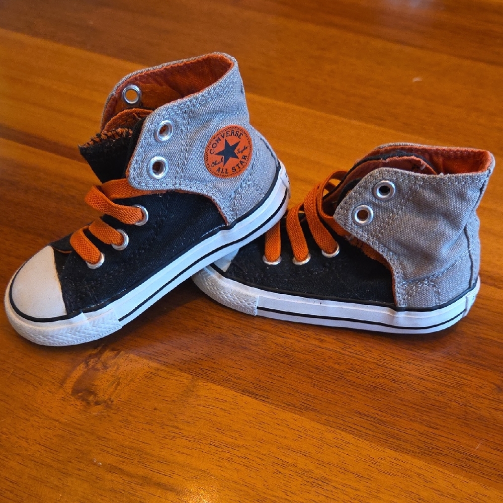 Converse Toddler High-Top Sneakers - Black, Gray, and Orange